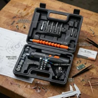 KIT15 - Destornillador eléctrico en kit con accesorios 47pcs 1300 mAh carga USB
