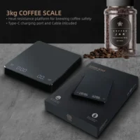 GR12A_5 GR12A - Gramera para barismo profesional, aprueba de agua café 0.1gr - 3kg con temporizador