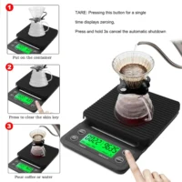 GR12B - Gramera para barismo profesional, aprueba de agua café de 0.1gr - 3Kg con temporizador